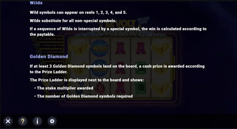 12 Volt Diamonds - set ng Wild at nagbabayad na simbolo sa grid